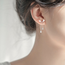 新款S925纯银蝴蝶流苏耳钉潮小众气质设计感长款耳环饰品批发女