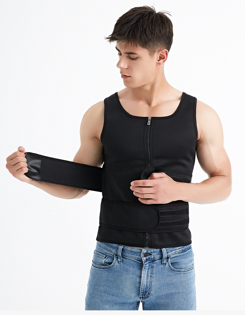 厂家直供男士封腰氯丁橡胶调节收腹塑身衣束腰收腹带背心