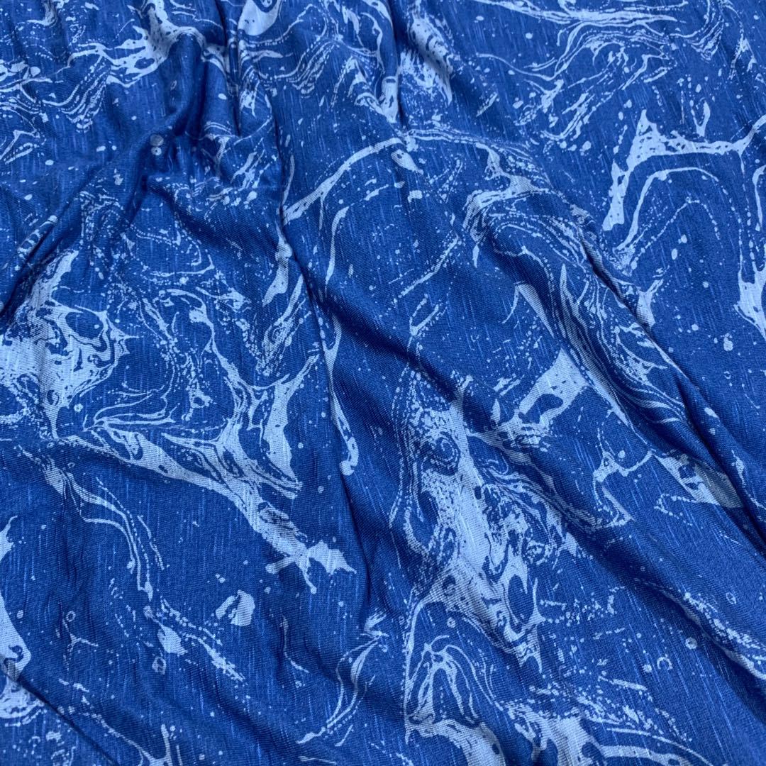 厂家直销 人棉竹节弹力拉架 染底印花扎染蓝色