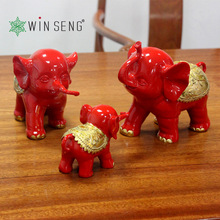 欧式大象树脂工艺品摆件红色象创意家居装饰品办公室客厅大象摆件