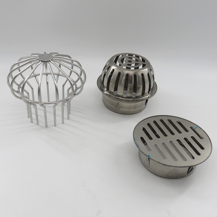 50管帽75pvc110管304不锈钢室外户外露阳台地漏盖天台防堵雨水斗