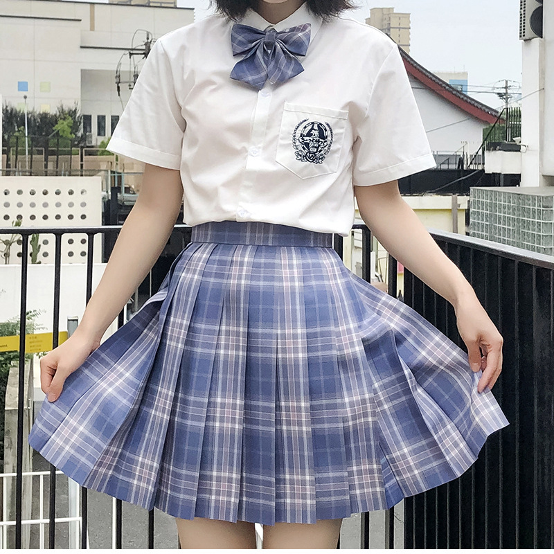 紫烟jk制服格裙学院风基础款学生半身裙日系短裙高腰百褶裙套装