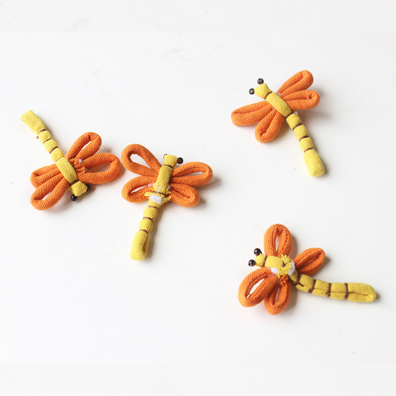 2020新款编绳布艺手工卡通蜻蜓饰品发饰手机壳帽子发夹编绳包配件