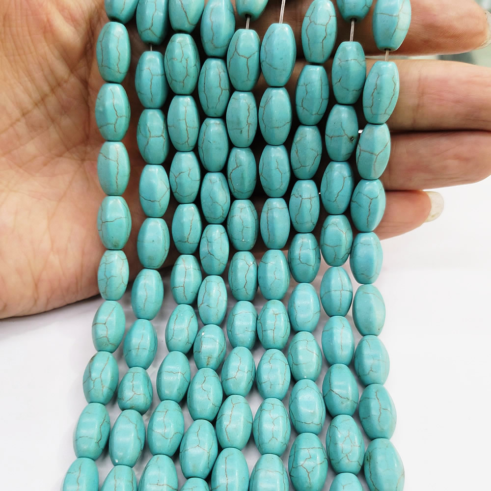 天然材料合成绿松石散珠 椭圆形珠子 手工diy项链手链饰品配件