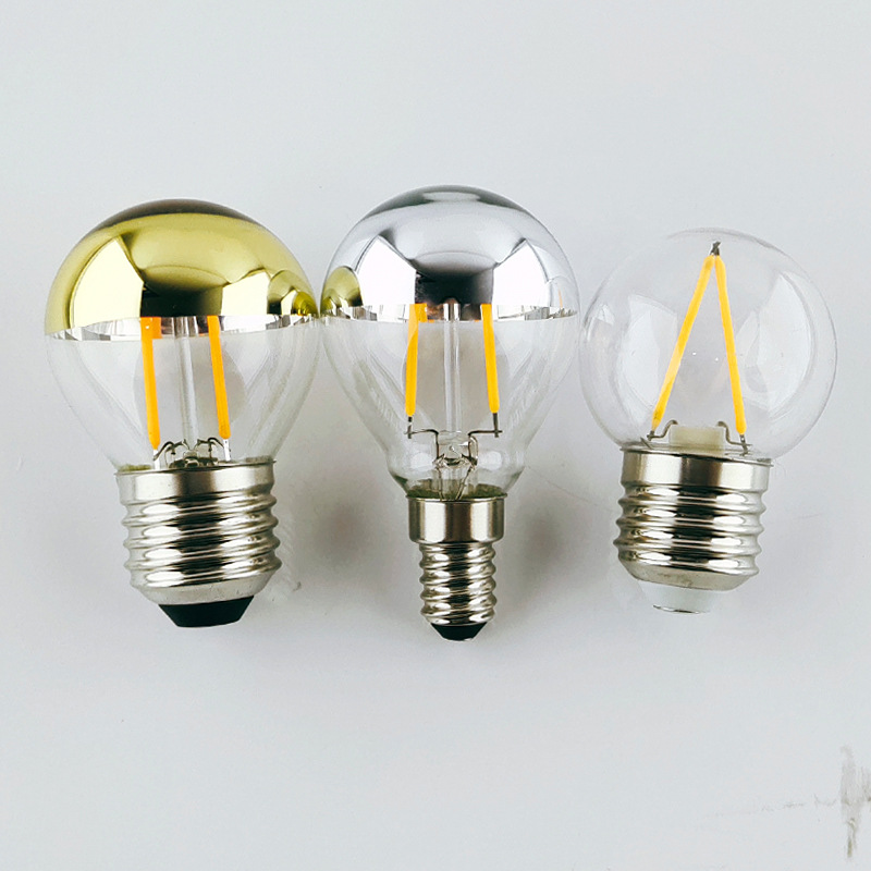 g45半镀银球泡灯e14/e27灯头led顶镀银灯丝灯餐厅射灯吊灯配件灯