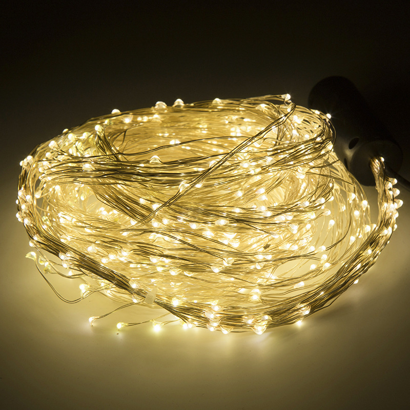 led树藤铜线灯串马尾灯庭院装饰灯挂灯花园装饰户外防水瀑布灯串