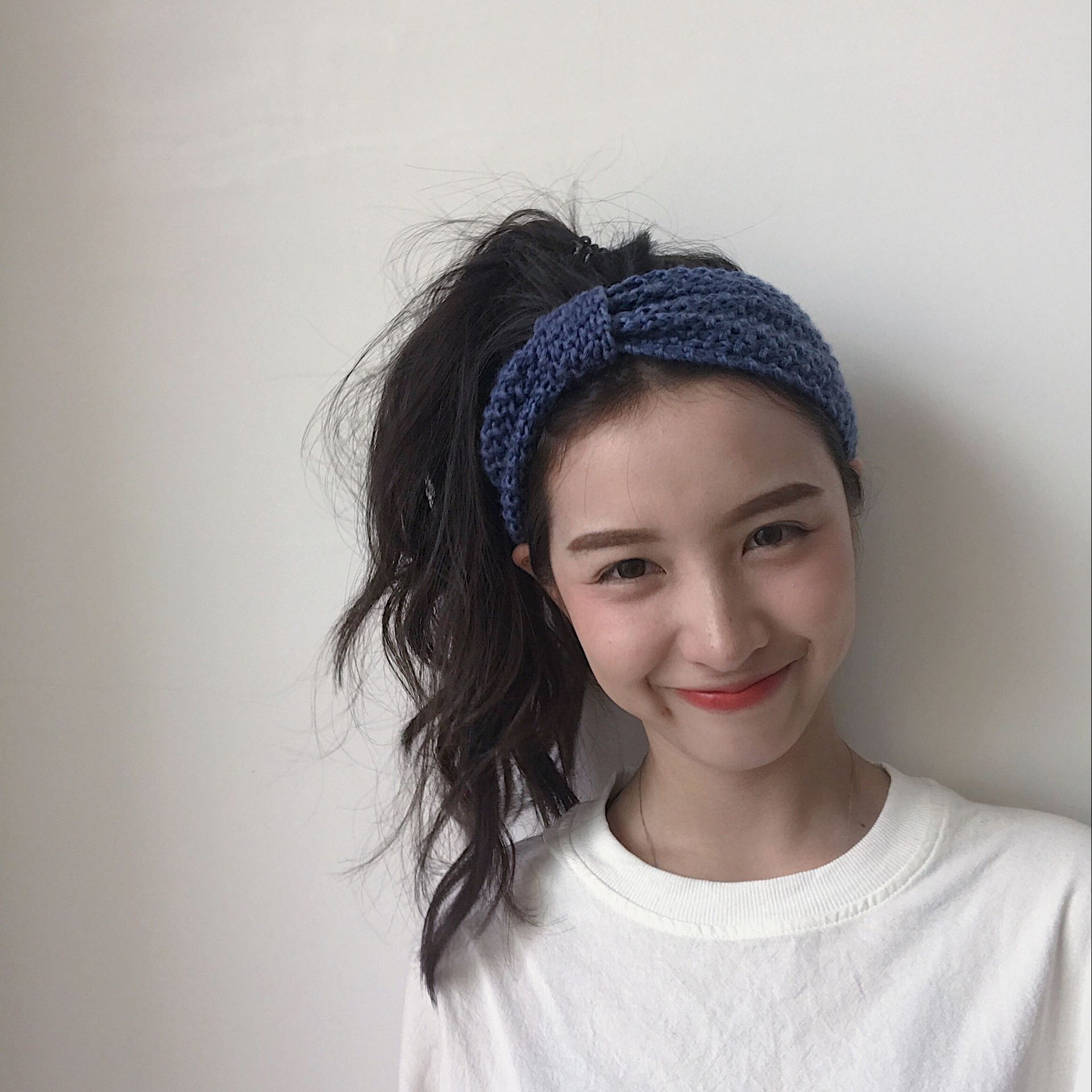 韩国ins元气少女五彩缤纷毛线针织蝴蝶结发带百搭纯色