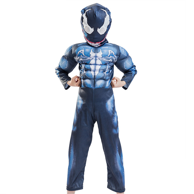 万圣节服装cospaly儿童肌肉毒液蜘蛛侠连体衣复仇者联盟表演套装