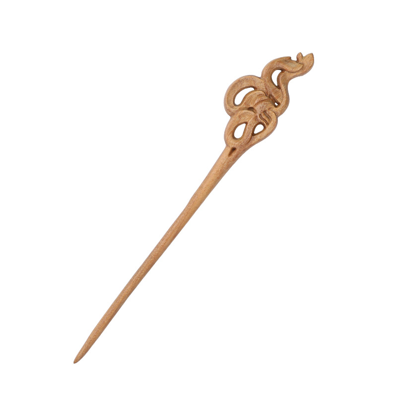 green sandalwood pan head hair accessories classical wedding hanfu exquisite carving accessories hairpin