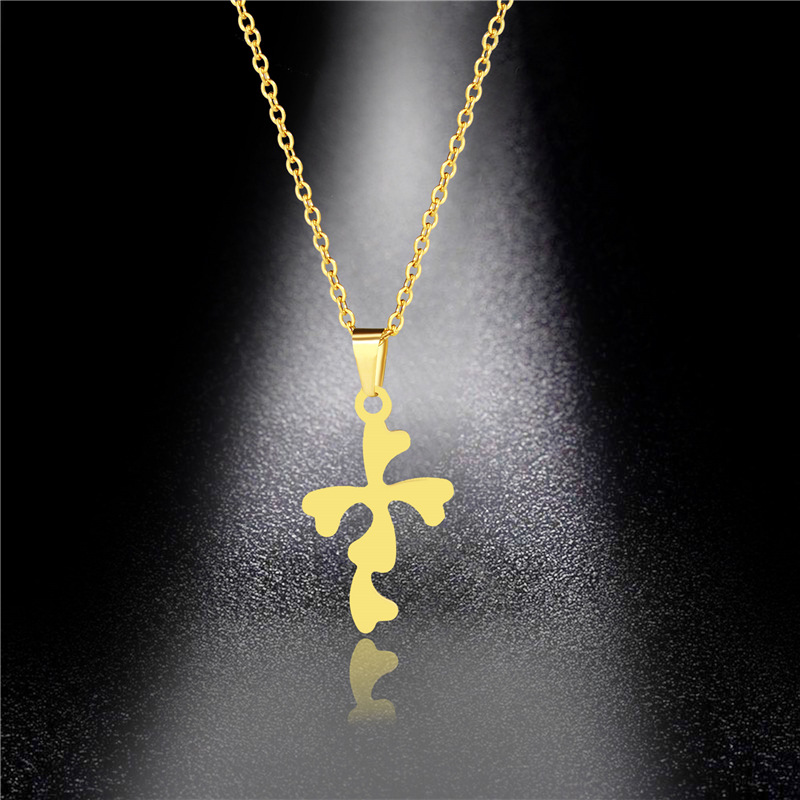 Cross-Border New Accessories Laser Cutting Stainless Steel Pendant Women's Simple Jewelry Korean-Style Glossy Titanium Steel Windmill Necklace