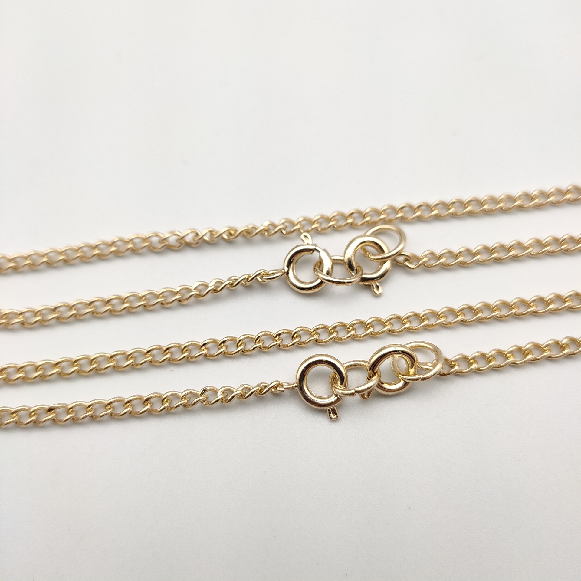 细o形扭片链条 金属项链饰品挂链子带弹弓扣金色灯饰吊链