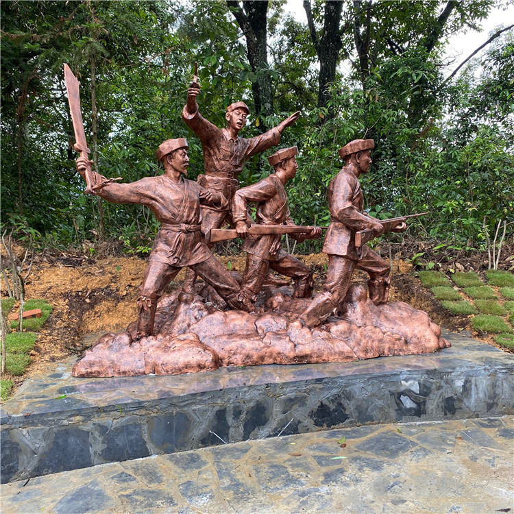 红军冲锋雕塑图公园文化红色记忆雕像玻璃钢八路军文化墙