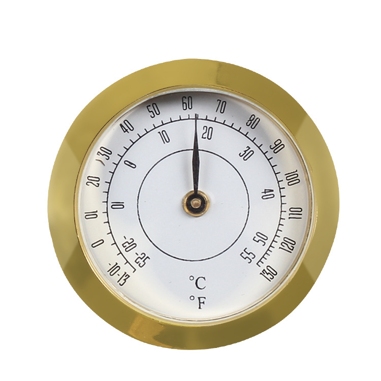 38mm金属温度表湿度表迷你温湿度计金属琴盒吉他酒盒雪茄盒用机械