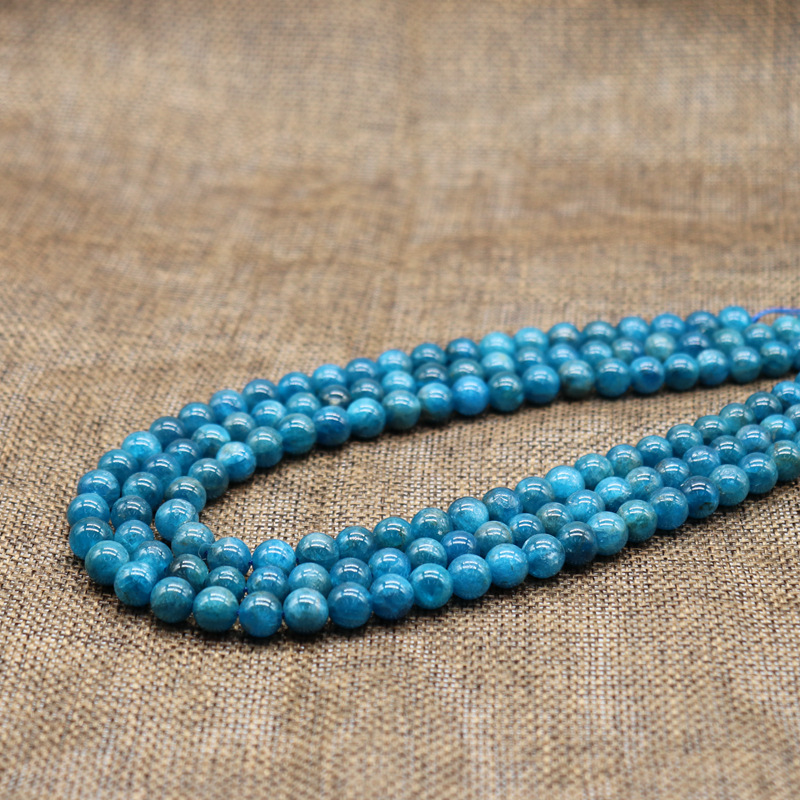 赫隆饰品 天然磷灰石散珠 半成品圆珠 串珠 diy饰品配件 厂家批发