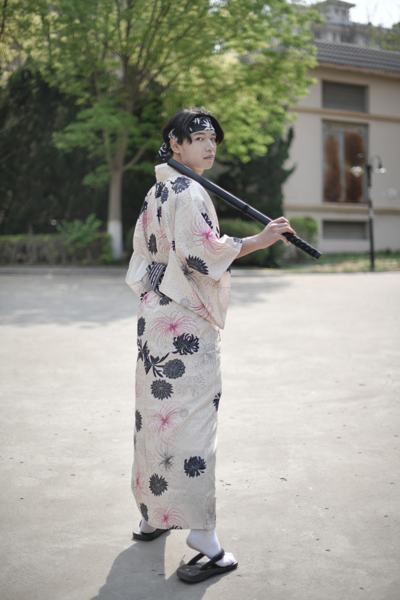 日本传统男士和服浴衣睡衣火花大会和服正装免熨烫六件套