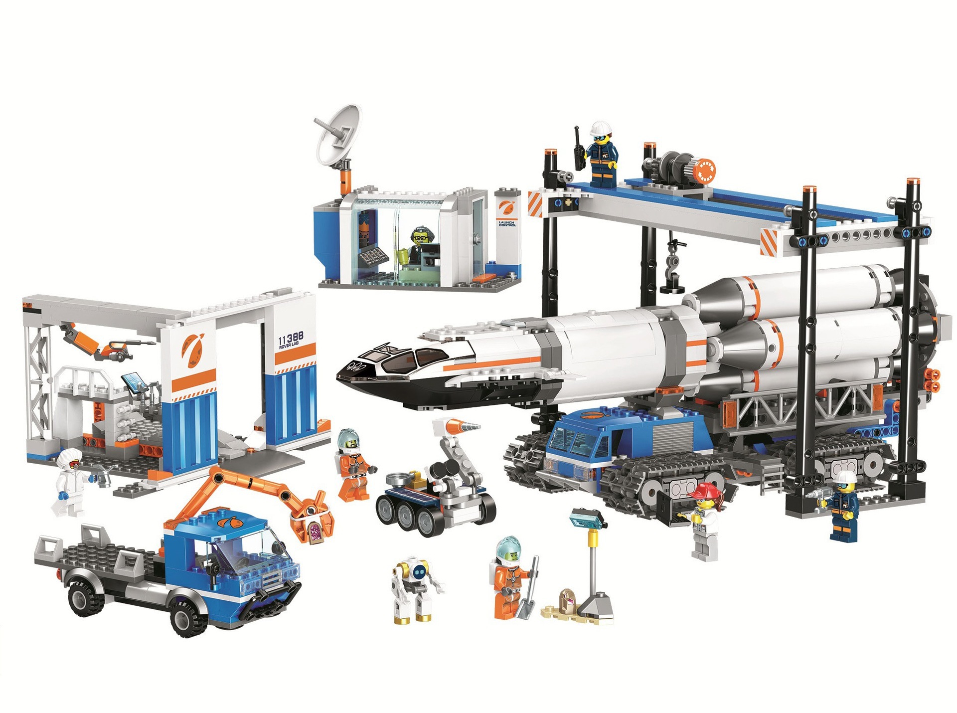 博乐乐翼11388太空火箭装载运输中心益智拼装拼插积木小颗粒