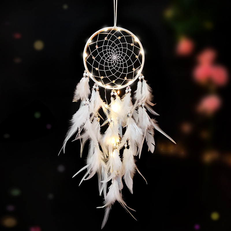 印第安羽毛捕梦网挂饰风铃夜市地摊创业挂件少女心生日礼物饰品
