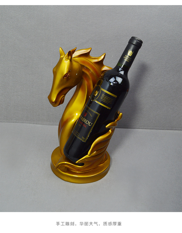 红酒架摆件欧式创意树脂工艺品现代轻奢高档个性红酒架马斜放家用