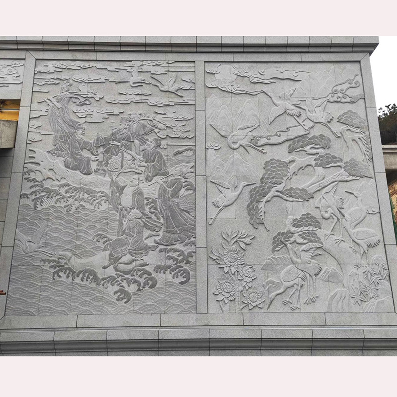 厂家定制石雕浮雕壁画 雕刻砂岩石材壁画 别墅院墙花岗岩山水壁画