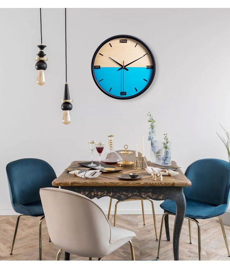 静音简约北欧风艺术挂钟现代创意一半时光圆形客厅时钟挂墙石英表