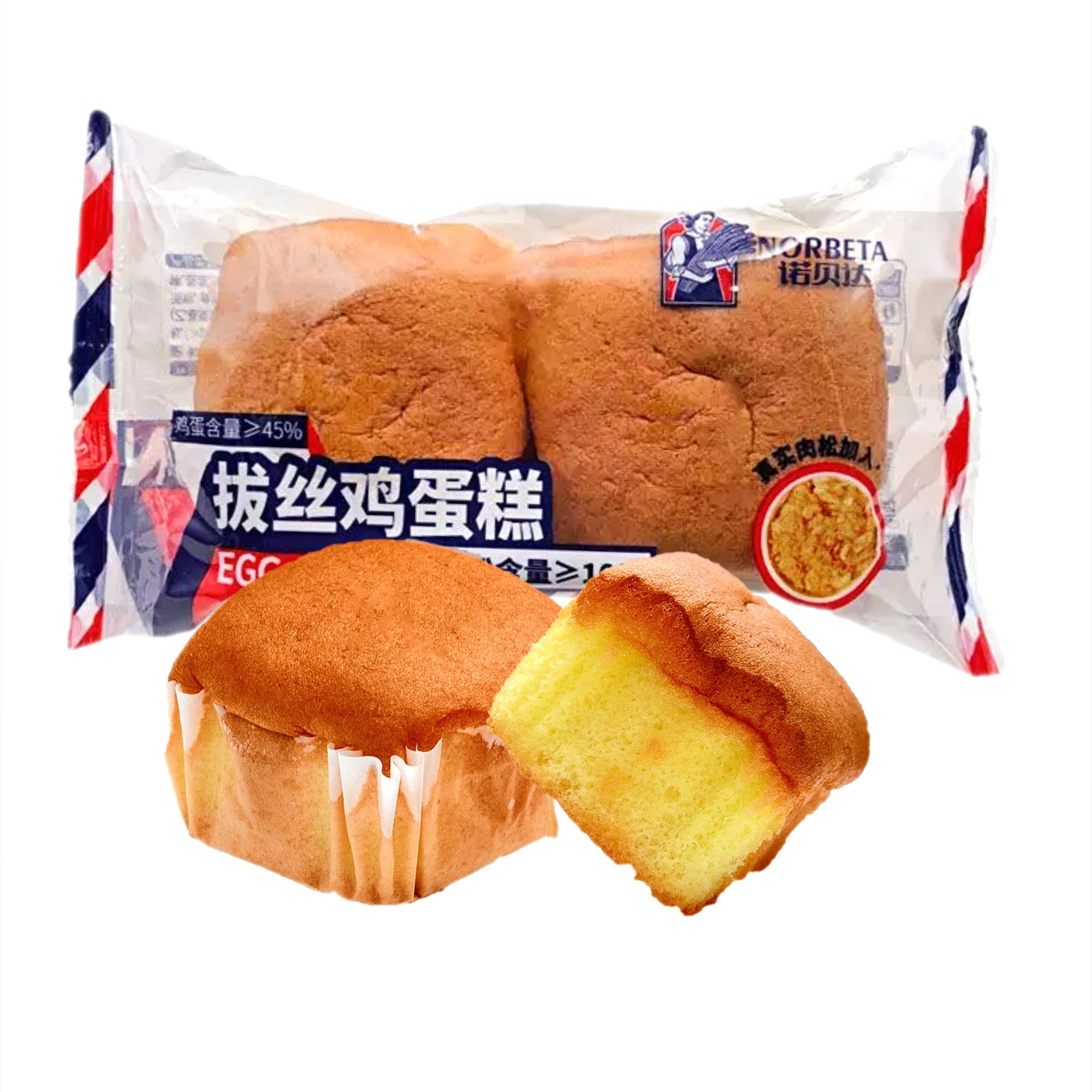 诺贝达拔丝鸡蛋糕 肉松添加松软早餐代餐整箱4斤 拔丝肉松鸡蛋糕