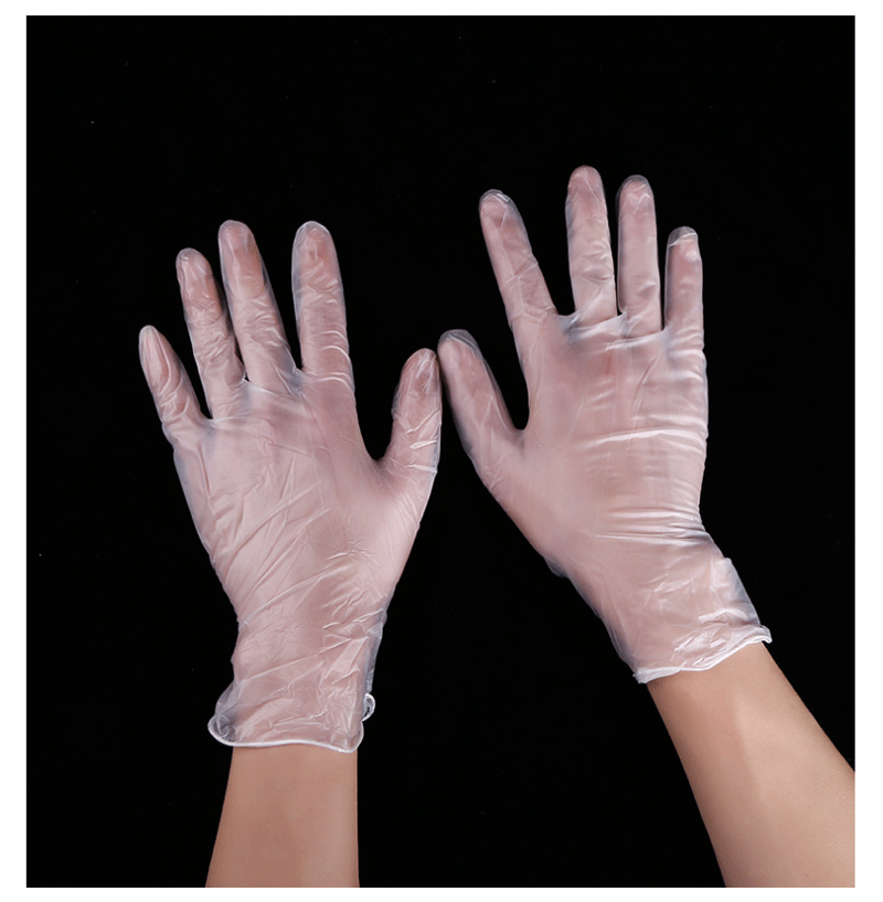一次性pvc乳胶丁腈手套食品级加工防油美容美发透明手套100只袋装