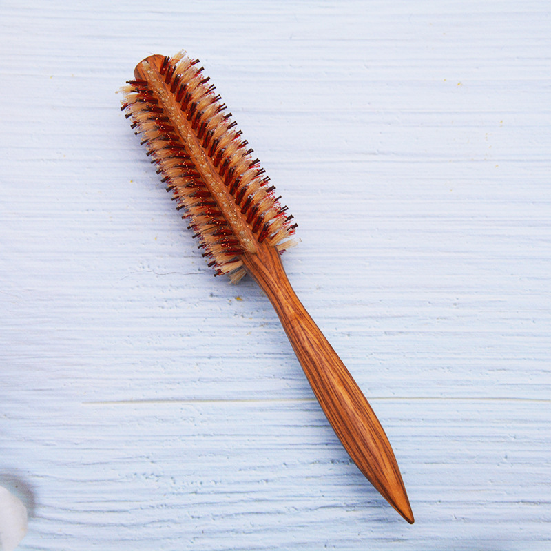 厂家直销毛滚梳猪鬃毛梳子卷发梳子内扣吹直发造型梳家用圆滚梳