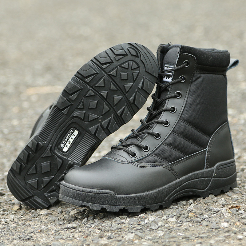 Men's Boots Manufacturers Supply Combat Boots Combat Boots Black High-Top Outdoor Boots Anti-Kick Anti-Collision Hiking Boots Men and Women