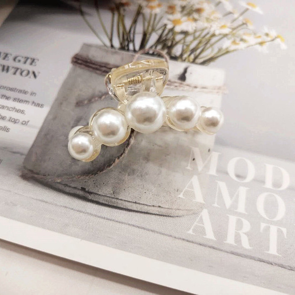 New Korean Hair Accessories Classic Barrettes Simple Graceful Online Influencer Grip Pearl Large Barrettes Women