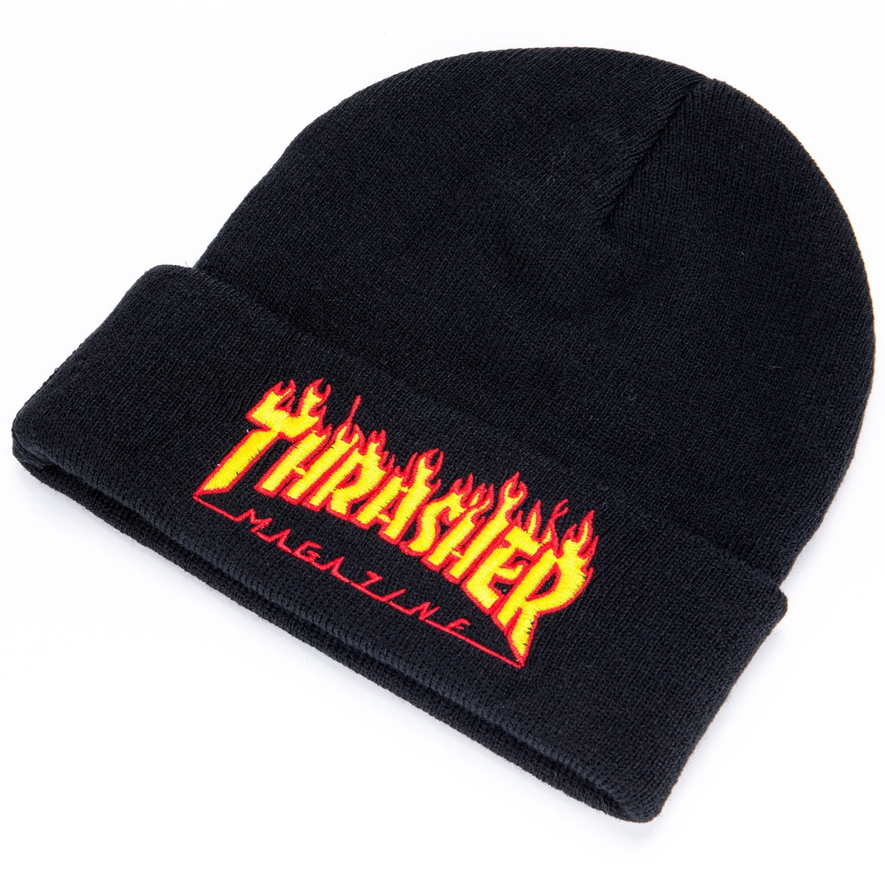 Thrashe Flame Three-Dimensional Embroidery Knitted Hat Men's and Women's Outdoor Cold-Resistant Woolen Cap Autumn and Winter Skateboard Sports Cap