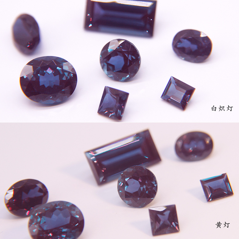 合成亚历山大变石旦形戒面提拉法人工培育定制生产工厂直销