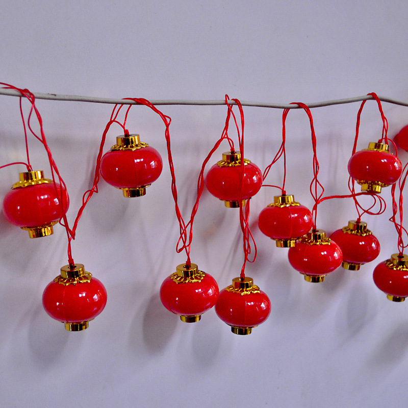 灯笼春节小灯笼串喜庆大红灯笼小红灯笼户外圣诞树发光led灯笼串