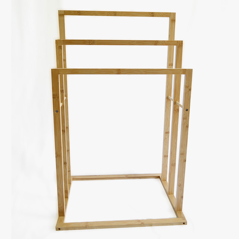 竹制实用三排浴室毛巾架竹稳固地面晾衣架楠竹落地晒衣架支持定制