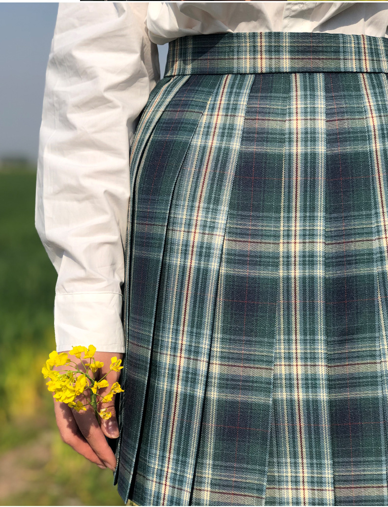 日本jk制服裙学生高腰格子日系百褶裙百折裙 森林来信格裙校服裙