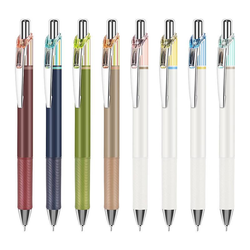 新色复古色 日本派通中性笔bln75l条纹款速干型按动水笔考试笔0.