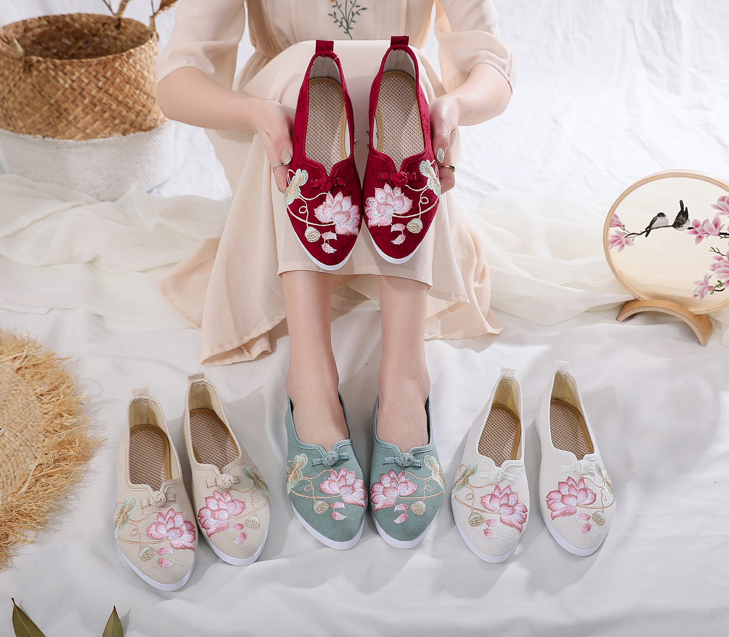 春意 逐梦 古风鞋古装搭配汉服鞋平底绣花鞋中国风仙女鞋
