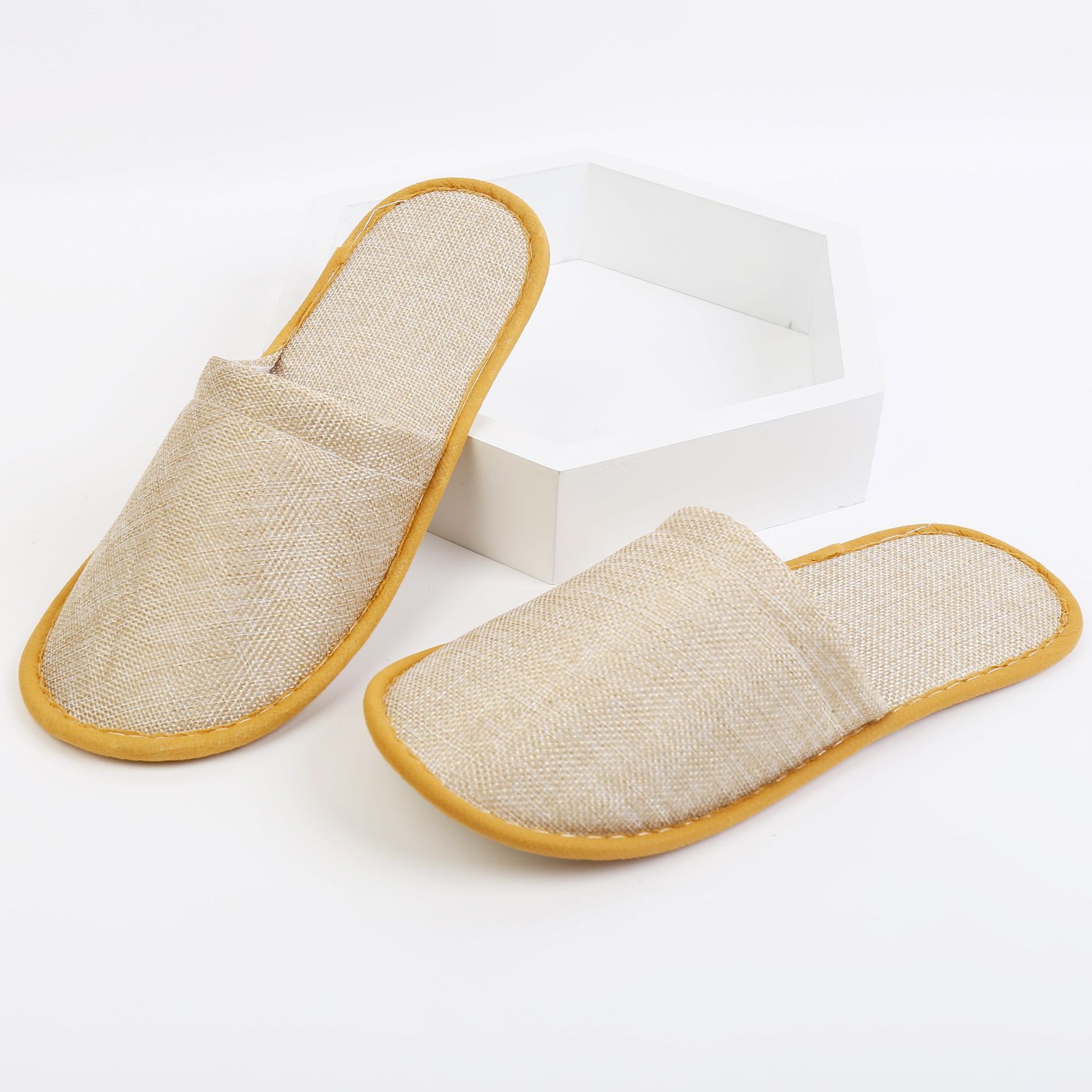 厂家直供一次性拖鞋宾馆酒店棉麻布拖鞋 全包开口一次性麻布拖鞋