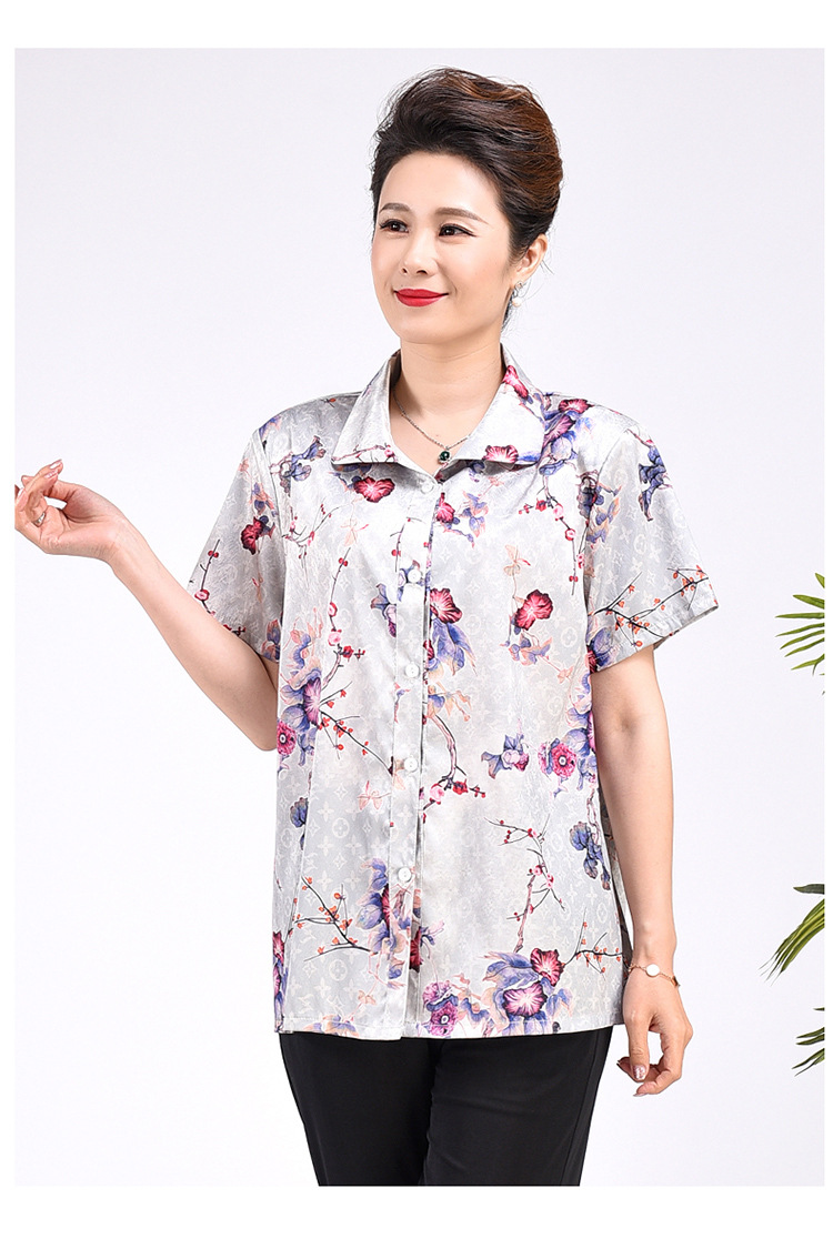 加大码加肥胖大妈衣服中年女装妈妈夏装中老年衬衫宽松200斤套装