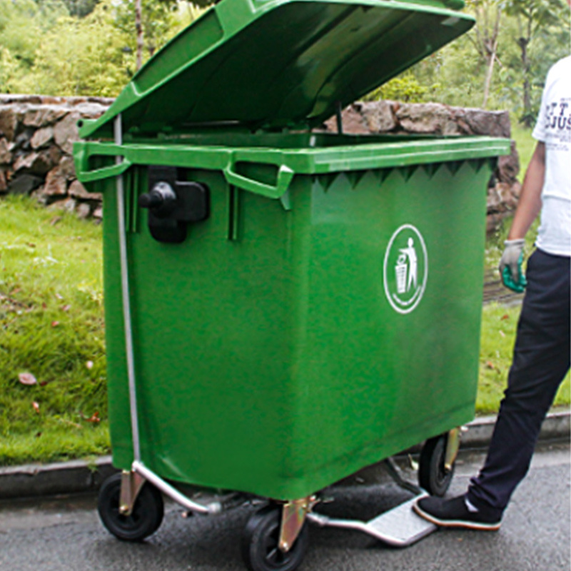 现货直销660l环卫挂车加厚垃圾桶 商场街道环卫挂车垃圾箱 垃圾桶