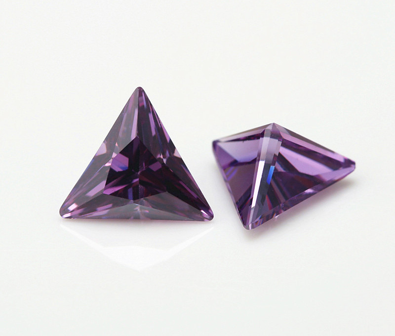 三角形直角彩色锆石裸石人造合成cz黑色石榴红香槟立方氧化锆宝石