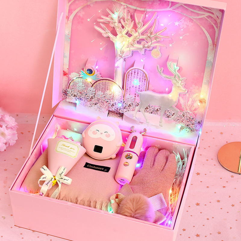 香皂花礼盒围巾手套套装情人节礼物平安夜礼品创意实用生日礼物女