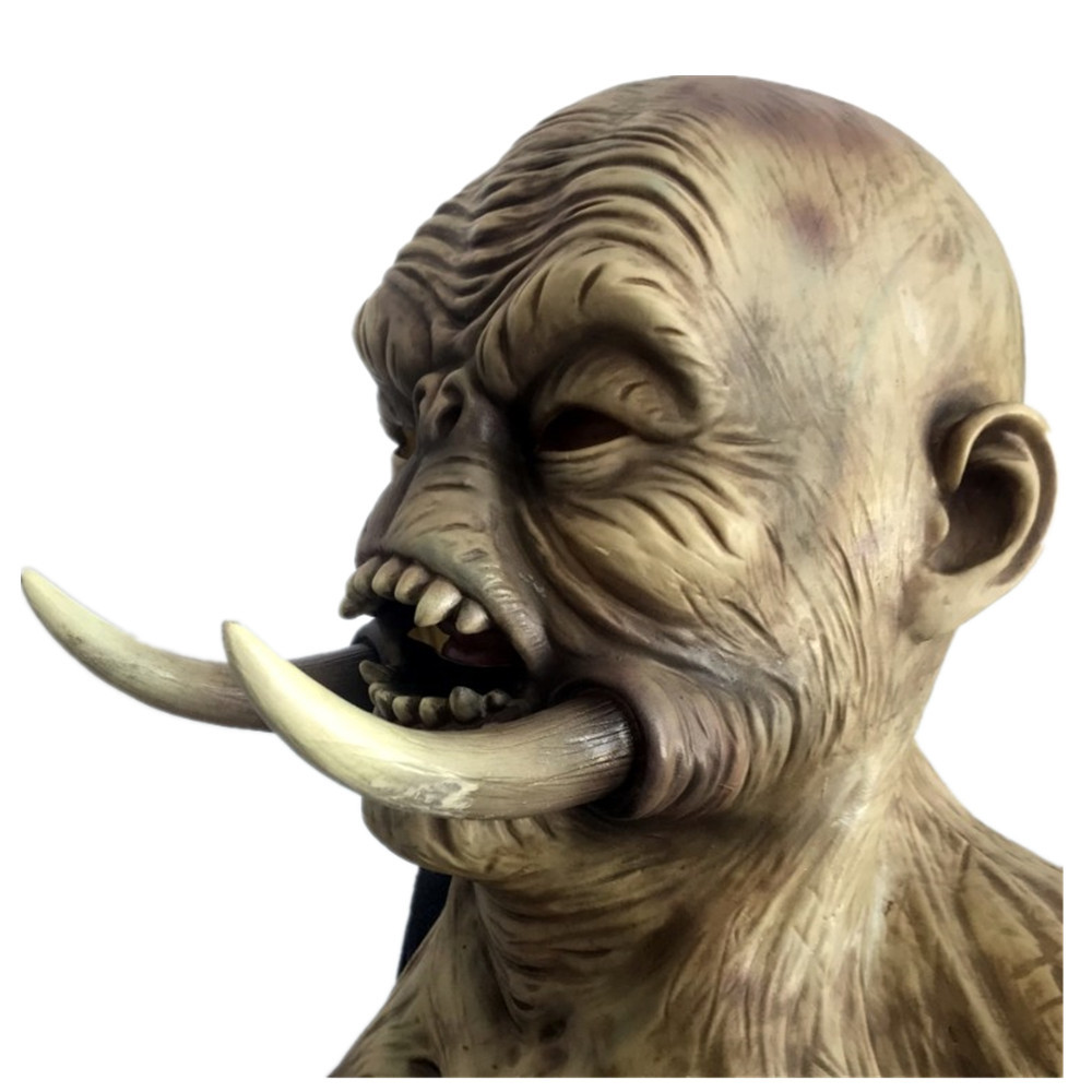 万圣节魔兽面具怪兽乳胶头套恐怖獠牙猛兽装扮鬼屋密室逃脱道具