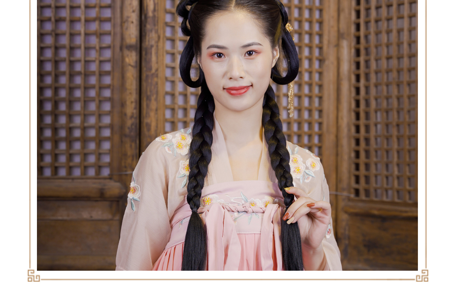 古装双辫子假发马尾影楼拍摄双麻花辫子马尾