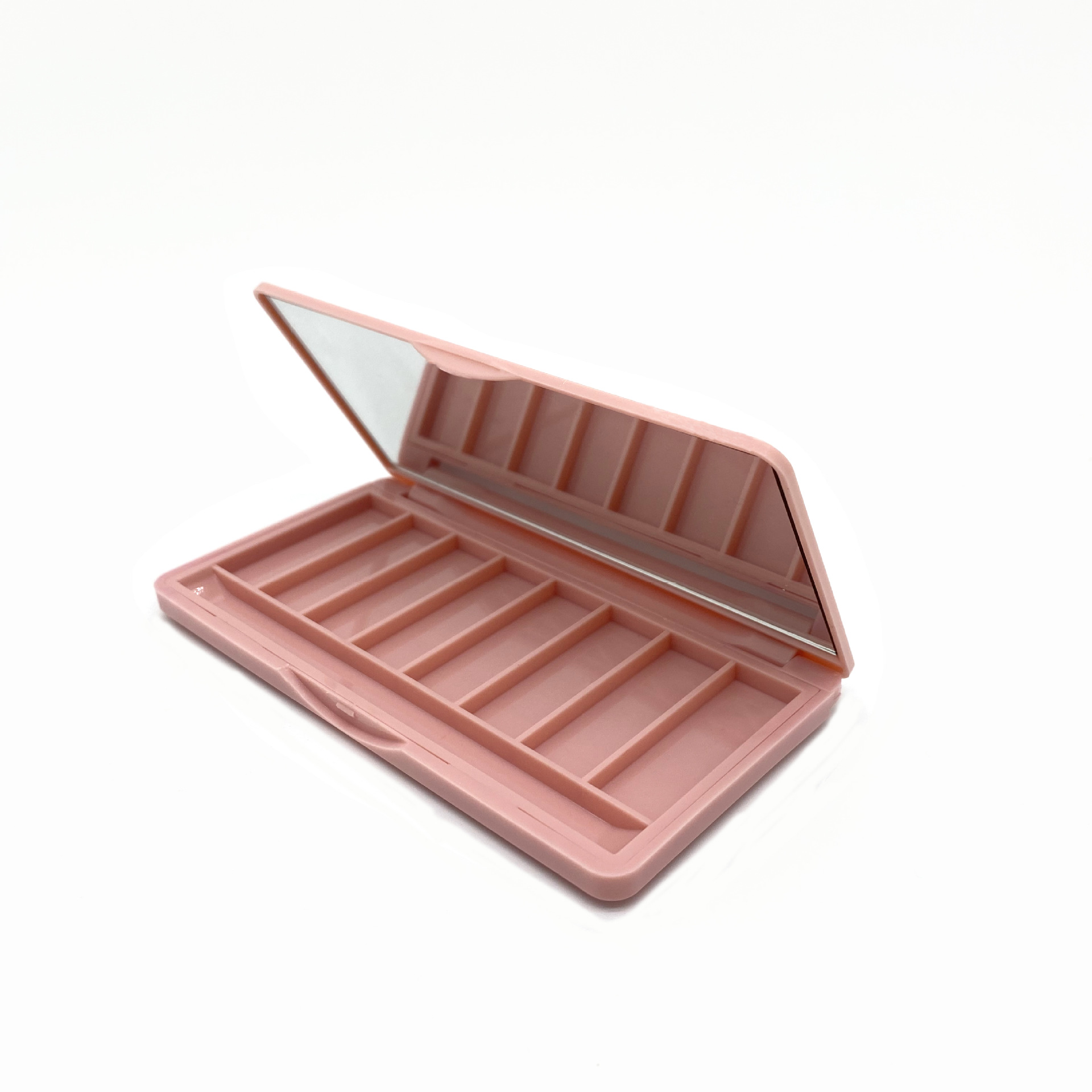 新款八格长方形眼影盒 酒红色带镜子带刷位眼影盒包材