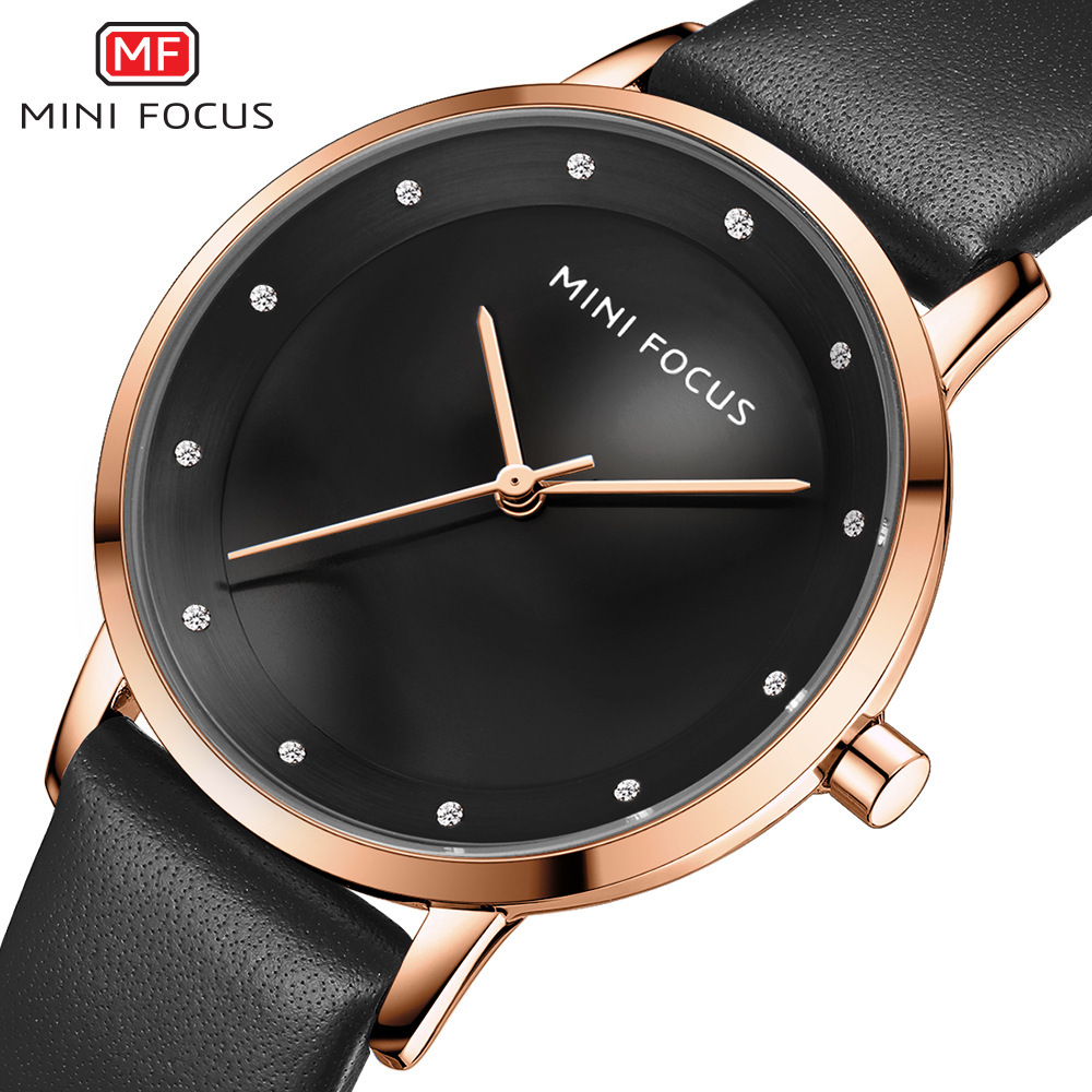 minifocus福克斯0332l时尚女手表日本机芯水小牛皮表带女士手表