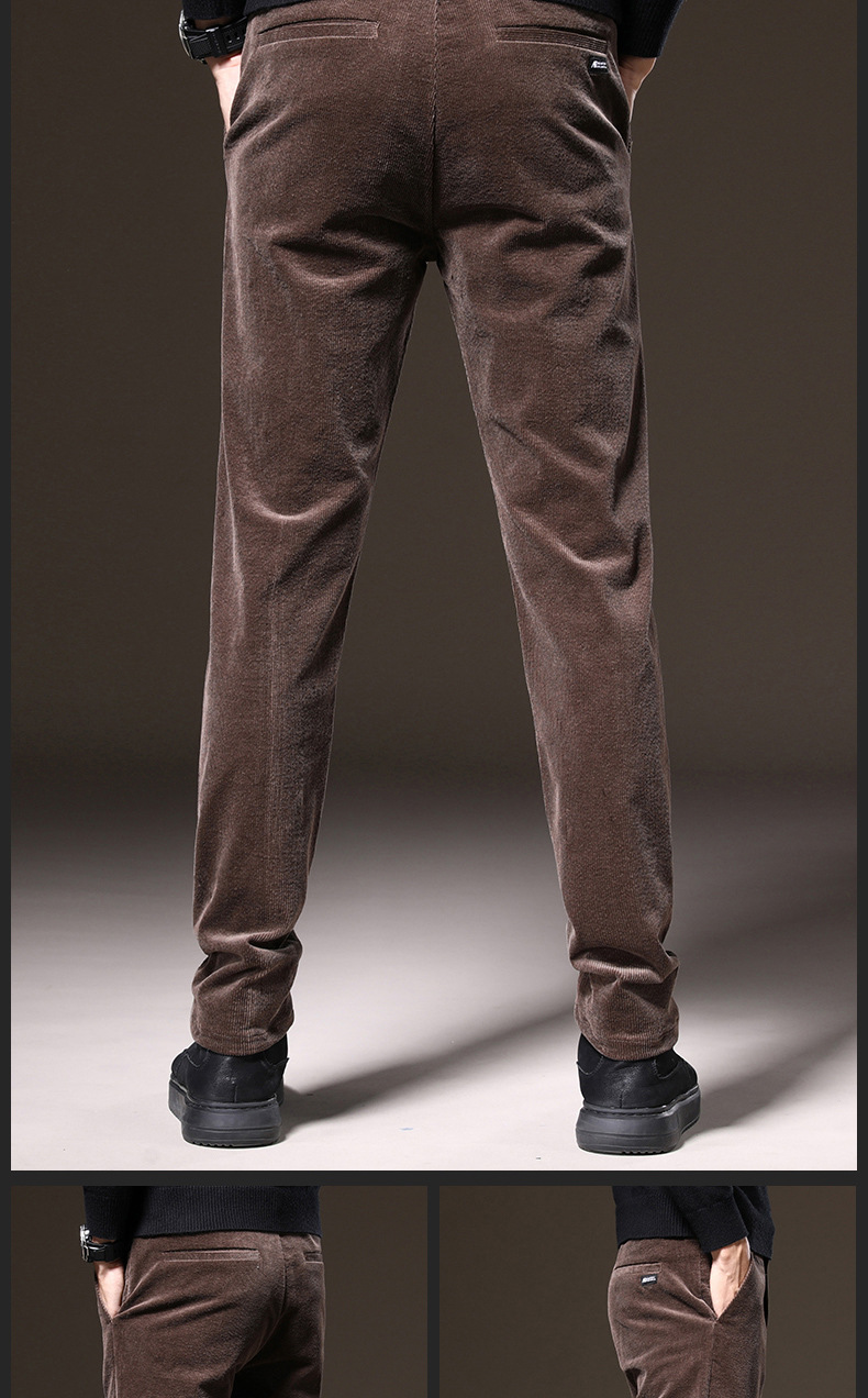 灯芯绒休闲裤男宽松直筒男士灯草条绒长裤子男秋冬季新款中年男裤