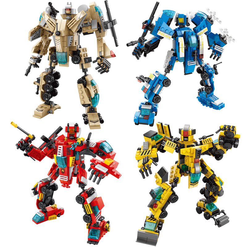 兼容乐高合体机器人积木城市消防云梯车机甲儿童益智力拼插玩具