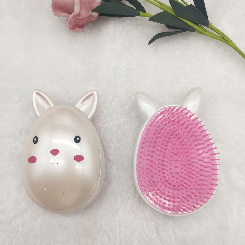 Factory Direct Sales Rabbit Shape Portable Comb Plastic Beauty and Hairdressing PS Spray Paint Pearl Cute Cartoon Egg Comb