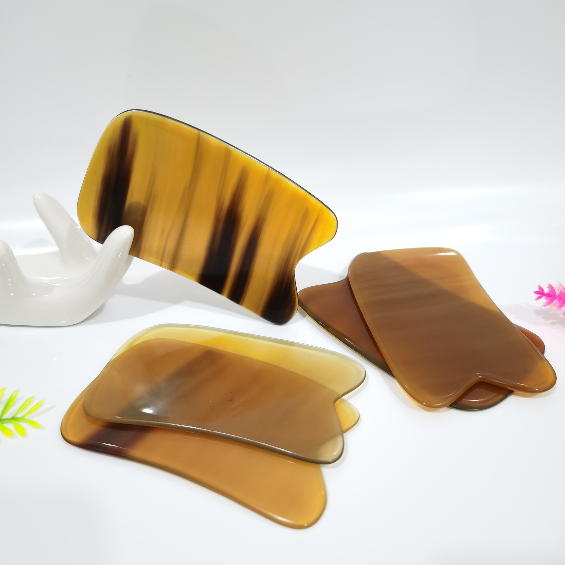 超薄天然牛角刮痧板按摩板出痧快面部美容背部全身通用刮痧片