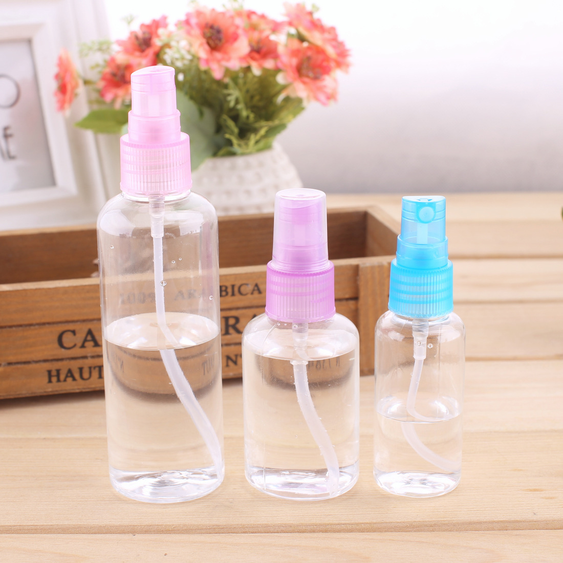 透明酒精喷雾瓶化妆水空瓶 分装瓶消毒液瓶子 100mlpet塑料小喷壶